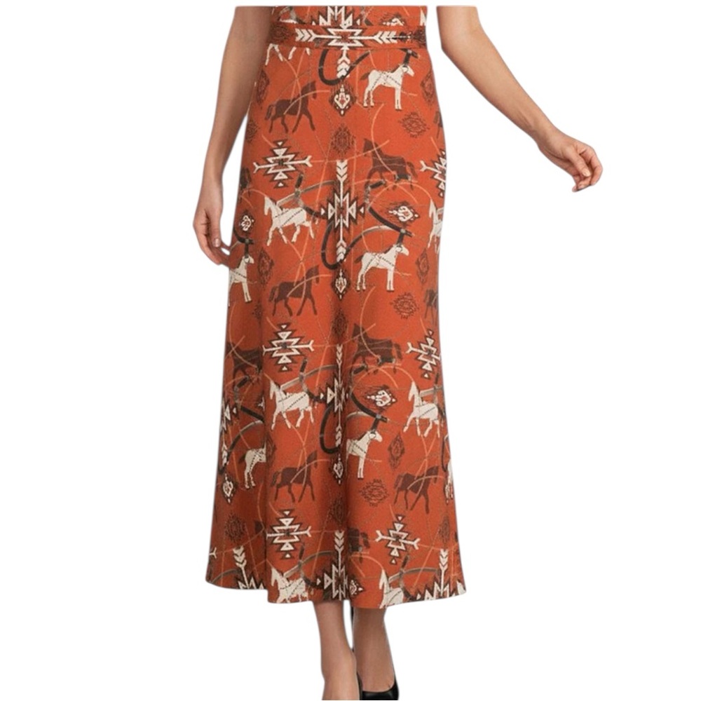 ANTONIO MELANI Rust and Cream Maxi Skirt